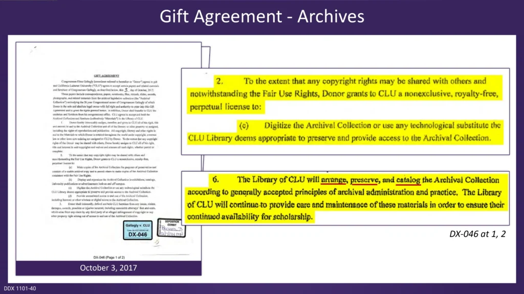 Gift Agreement - Archives